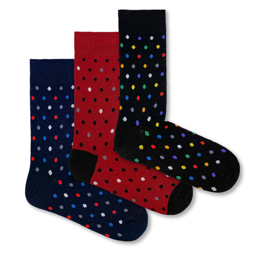 CREW SOCKS - Set of 3 / Dots Multicolor / The Elegant Dots / The Jeanny Dots