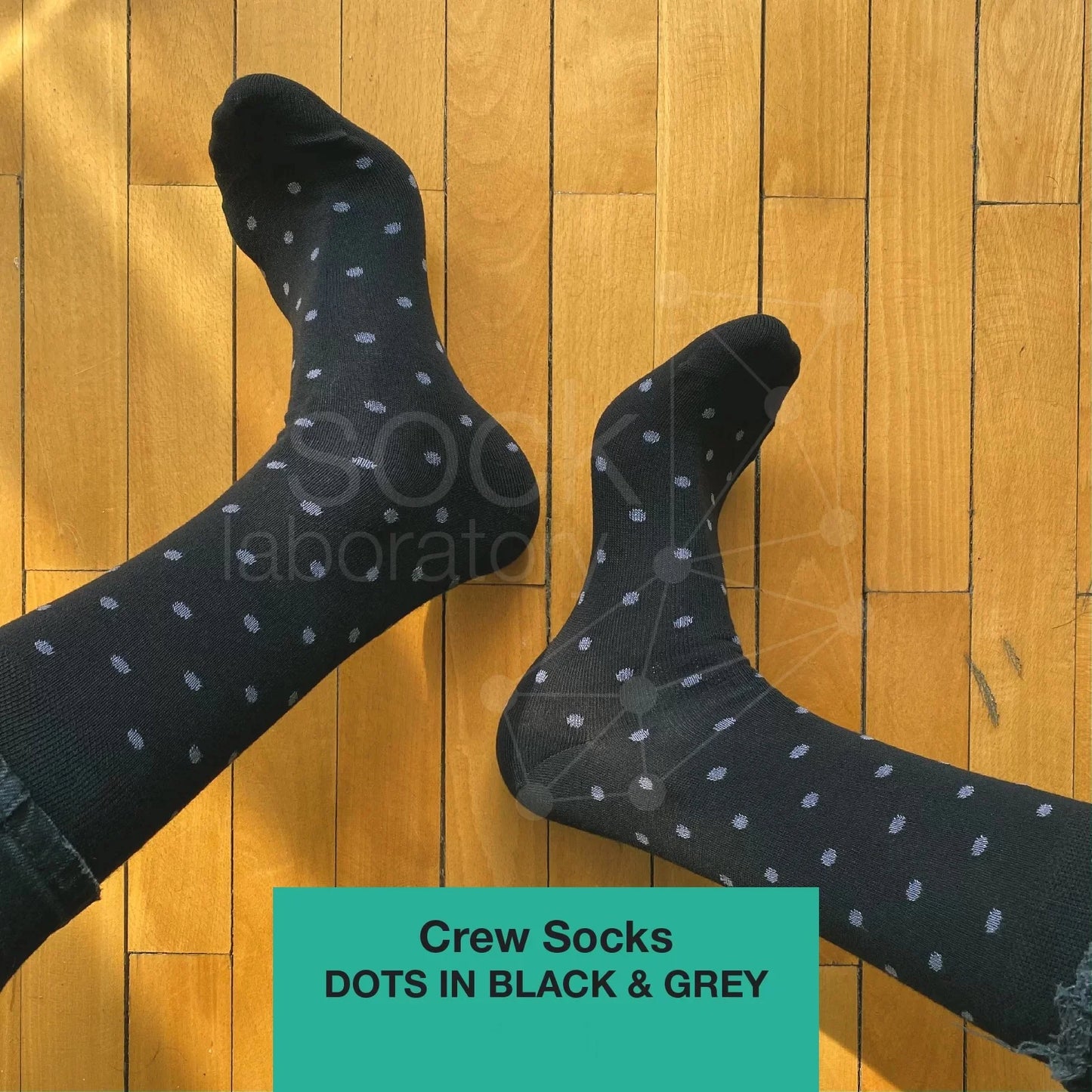 CREW SOCKS - Set of 3 / Black / Grey / Dots in Black & Grey