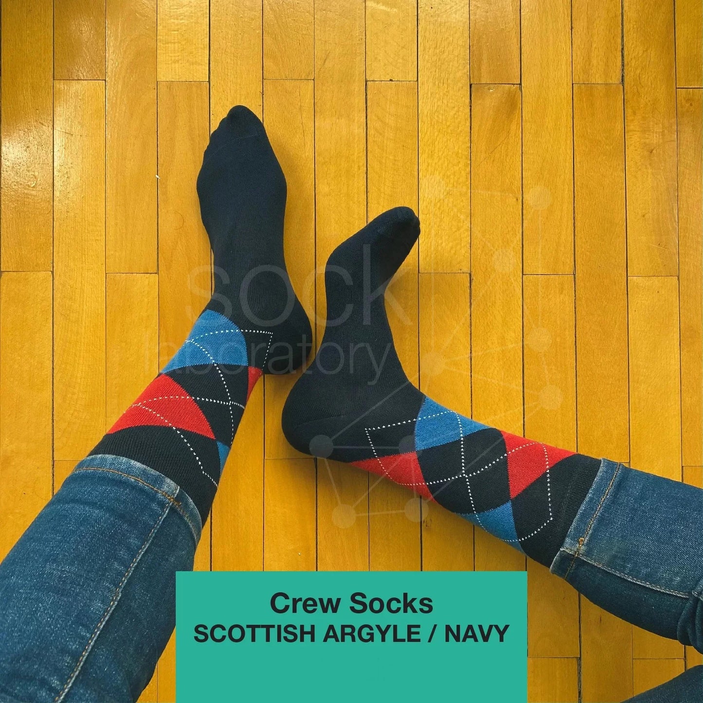 CREW SOCKS - Set of 3 / Scottish Argyle Navy / Grey / Black